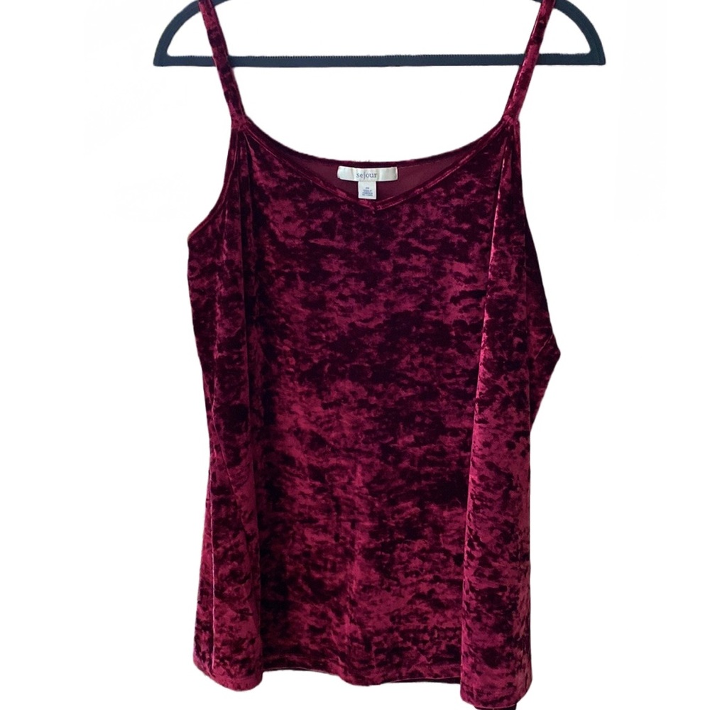 NWT♥️ Sejour Nordstrom Festive Burgundy Red Crushed Velvet Long Camisole/Tank 2X